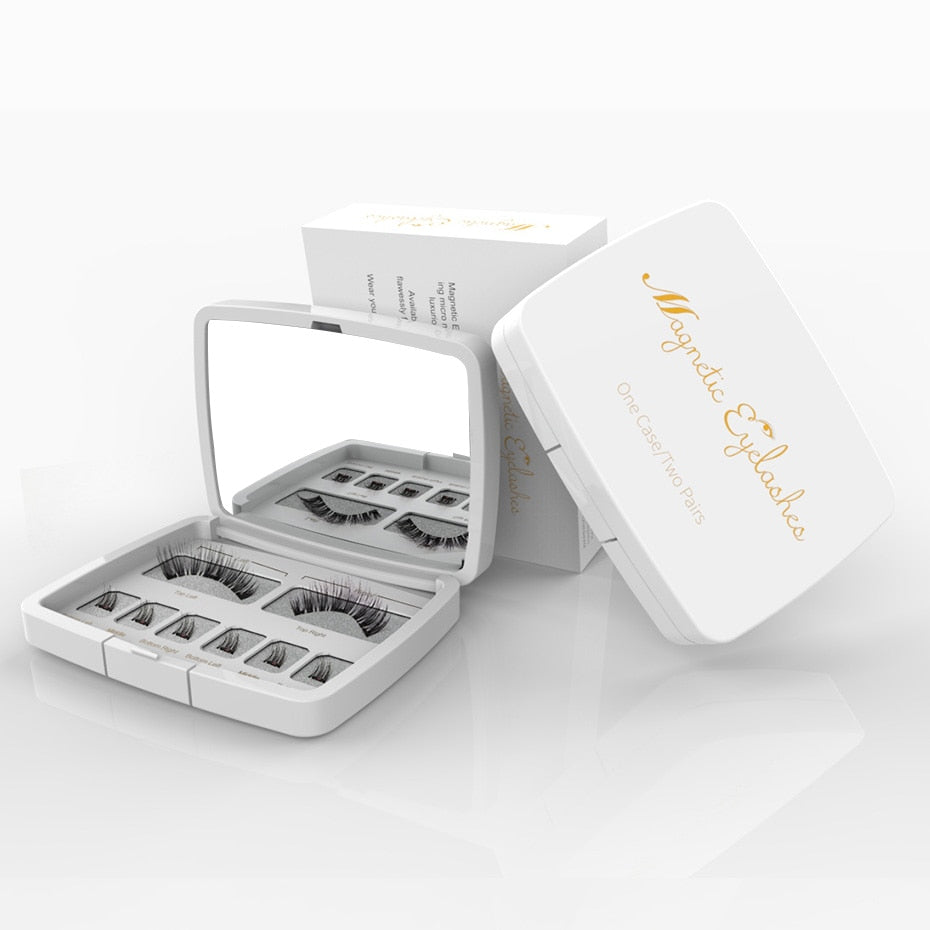Genailish 8pcs 3D Magnetic Eyelashes Mink Lash Full Strip Lashes False Eyelash With Tweezers Double Magnet Fake Lash  SCT-W-602