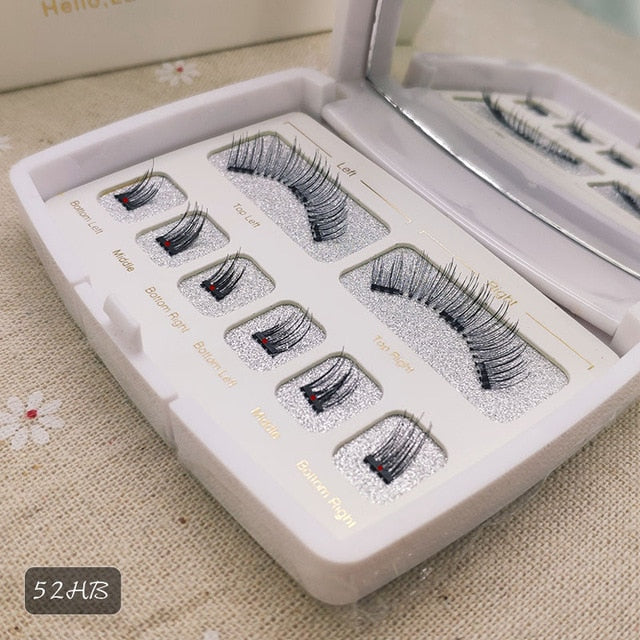 Genailish 8pcs 3D Magnetic Eyelashes Mink Lash Full Strip Lashes False Eyelash With Tweezers Double Magnet Fake Lash  SCT-W-602