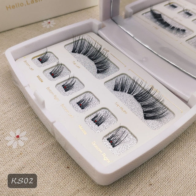 Genailish 8pcs 3D Magnetic Eyelashes Mink Lash Full Strip Lashes False Eyelash With Tweezers Double Magnet Fake Lash  SCT-W-602