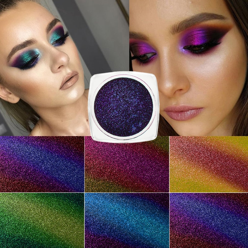 1 Box Chameleon Eyeshadow Glitter Chrome Eyeshadow Palette Powder Pigment Shiny Metallic Loose Eye Shadow Makeup Waterproof