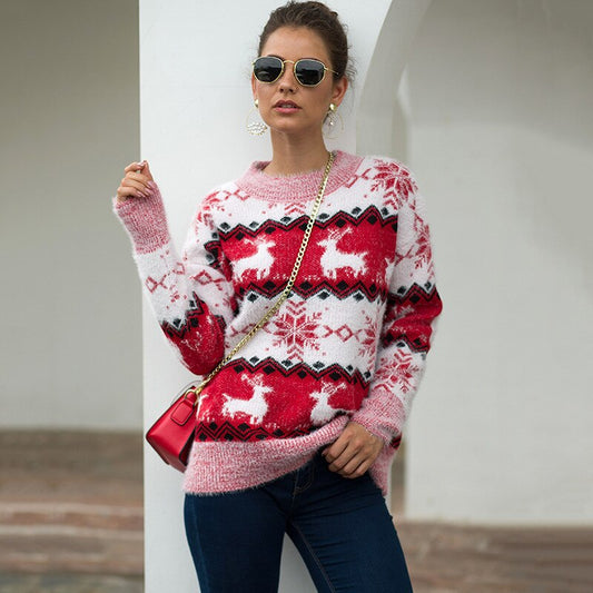 2019 Christmas Sweaters Women Thick Warm Xmas Sweater Women Pullover Sweater With Deer Elk Women Winter Sweater Knitted Female