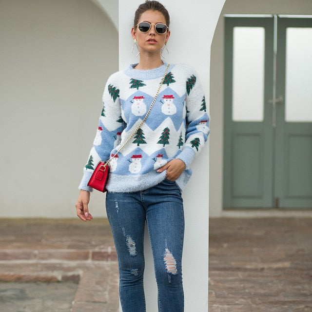 2019 Christmas Sweaters Women Thick Warm Xmas Sweater Women Pullover Sweater With Deer Elk Women Winter Sweater Knitted Female