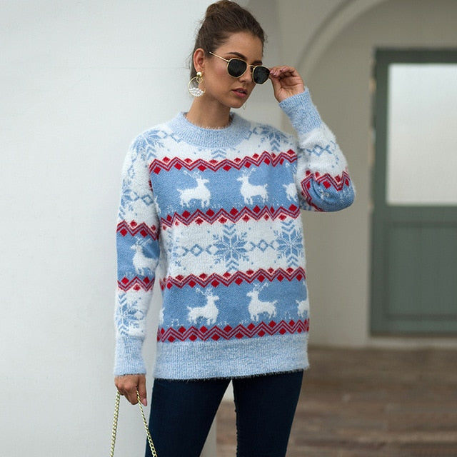 2019 Christmas Sweaters Women Thick Warm Xmas Sweater Women Pullover Sweater With Deer Elk Women Winter Sweater Knitted Female