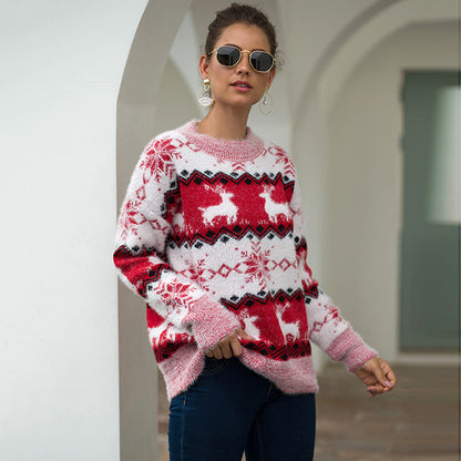 2019 Christmas Sweaters Women Thick Warm Xmas Sweater Women Pullover Sweater With Deer Elk Women Winter Sweater Knitted Female