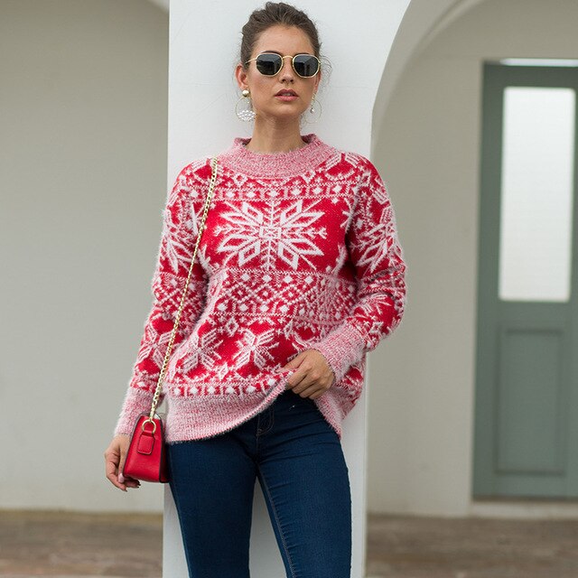 2019 Christmas Sweaters Women Thick Warm Xmas Sweater Women Pullover Sweater With Deer Elk Women Winter Sweater Knitted Female