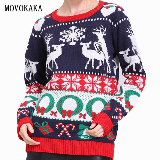 New Year Christmas Sweater Women Winter Knit Sweater Female Warm Pullover Cotton Jumper Pullover Christmas Sweater Women 20Color