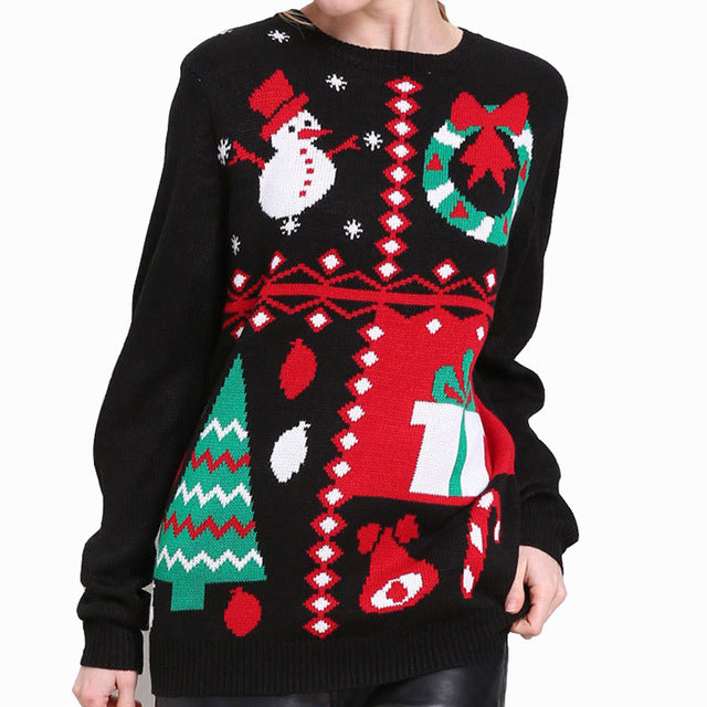 New Year Christmas Sweater Women Winter Knit Sweater Female Warm Pullover Cotton Jumper Pullover Christmas Sweater Women 20Color