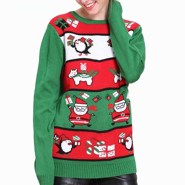 New Year Christmas Sweater Women Winter Knit Sweater Female Warm Pullover Cotton Jumper Pullover Christmas Sweater Women 20Color