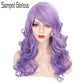 Stamped Glorious Purple Wave Wig With Bangs Synthetic Women's Wigs High Temperature Heat Resistant Fiber Cosplay Wig