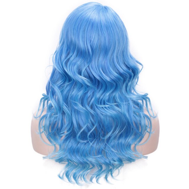 Stamped Glorious Purple Wave Wig With Bangs Synthetic Women's Wigs High Temperature Heat Resistant Fiber Cosplay Wig