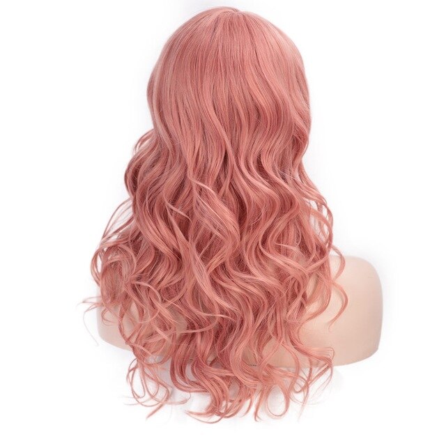 Stamped Glorious Purple Wave Wig With Bangs Synthetic Women's Wigs High Temperature Heat Resistant Fiber Cosplay Wig