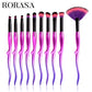 Purple Red Hair Makeup Brushes Set Fork Design Foundation Powder Eyeshadow Make Up Fan Brush Eyes Contour Blending Cosmetic Tool