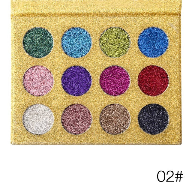 IMAGIC 12 Colors Glitter Diamond Eye Shadow Powder Makeup Sparkling Eyeshadow Palette Pigmented Pearlescent Rainbow Cosmetic Kit