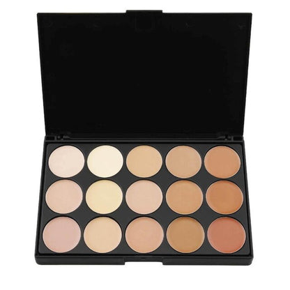 Professional 15 Color Bronzer Nude Powder Makeup Matte Glitter Face Compact Contour Concealer Palette