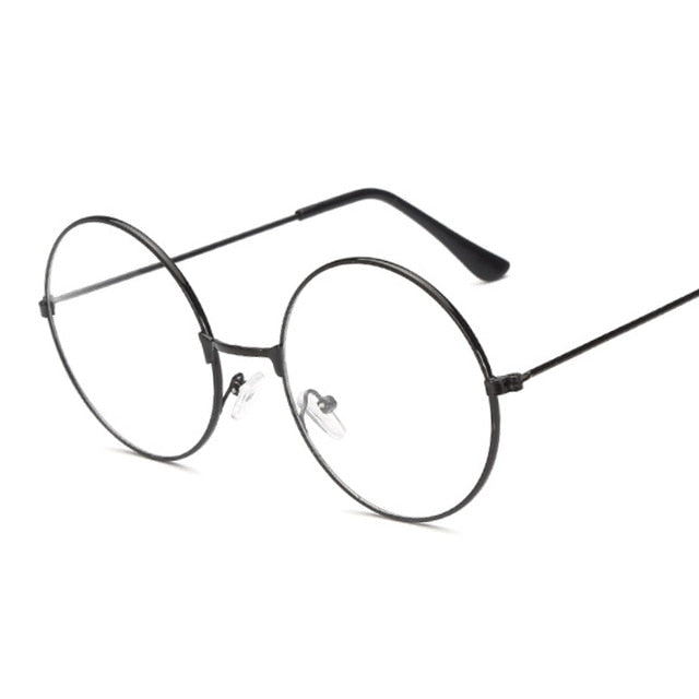 Fashion Vintage Retro Metal Frame Clear Lens Glasses Nerd Geek Eyewear Eyeglasses Black Oversized Round Circle Eye Glasses