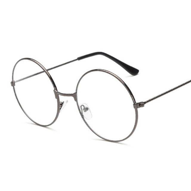 Fashion Vintage Retro Metal Frame Clear Lens Glasses Nerd Geek Eyewear Eyeglasses Black Oversized Round Circle Eye Glasses