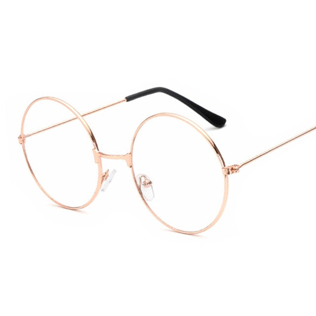 Fashion Vintage Retro Metal Frame Clear Lens Glasses Nerd Geek Eyewear Eyeglasses Black Oversized Round Circle Eye Glasses