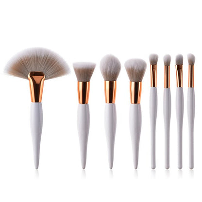 White gold Makeup Brushes Set 8pcs New Design Foundation Powder Eyeshadow Make Up Fan Brush Eyes Contour Blending Cosmetic Tools